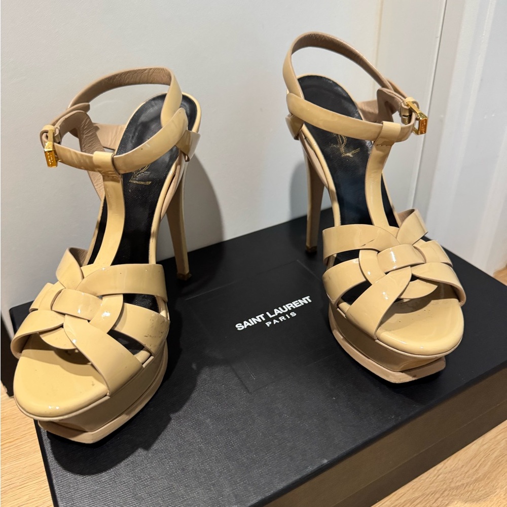 statement piece Saint Laurent Beige TRIBUTE Heels size 5.5 ysl - Picture 4 of 8